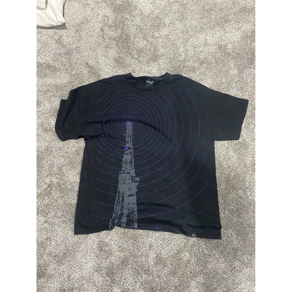 Alphanumeric Radio Tower Graphic T-Shirt Mens XXL Black Purple Streetwear Tee
